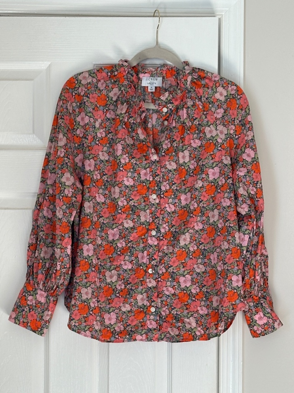 J. Crew Liberty Ruffleneck Organic Cotton Liberty® Meadow Song fabric Size 12